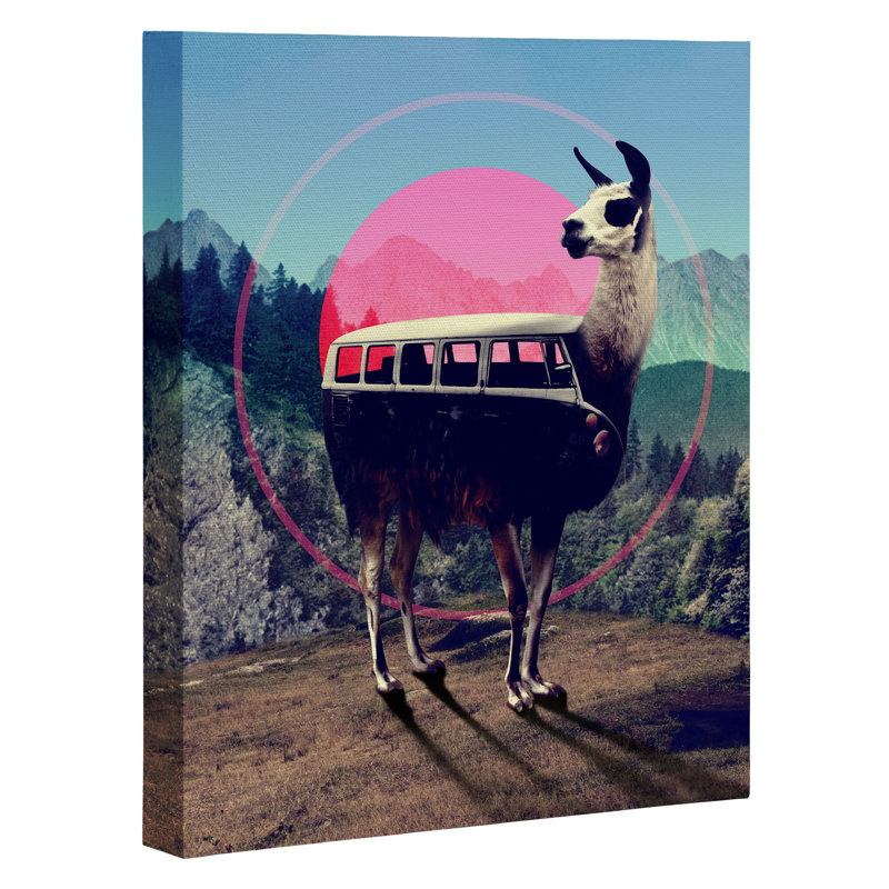 « llama van », impression, H 20 po x l 16 po x P 1 po, Toile