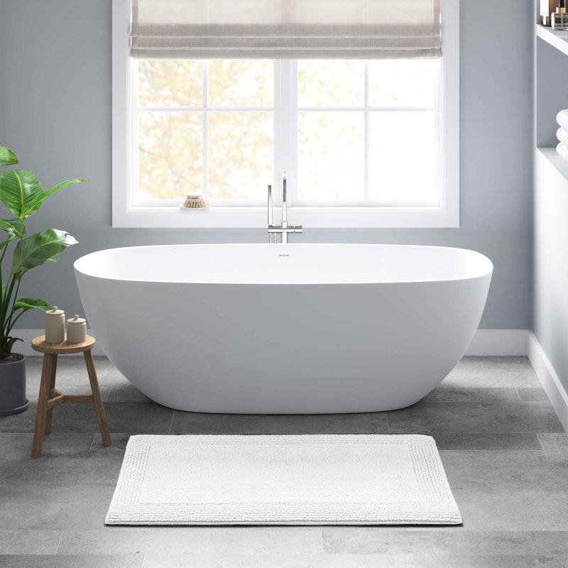 Tapis pour salle de bain réversible 100% coton 20 x 30 po 3000 g / m² - dense et doux au toucher, facile d'entretien, aspect antidérapant, utilisation à long terme, approuvé