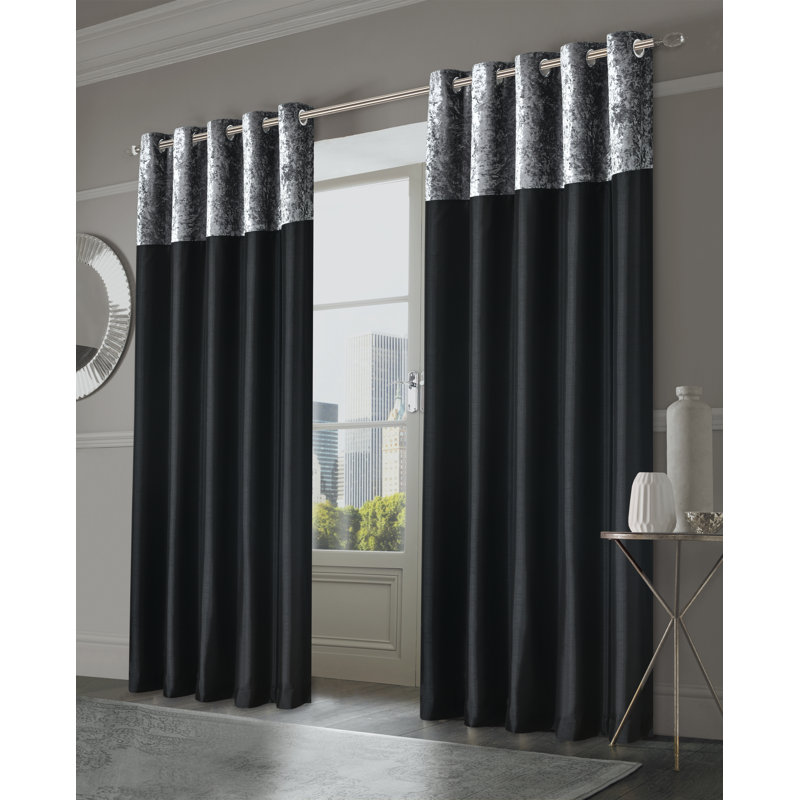 Olvera Room Darkening Curtain Pair, 116 W x 137 D cm, Black