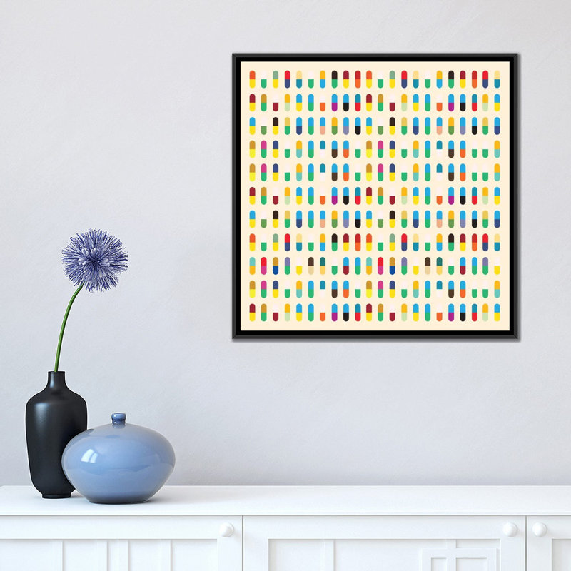 « modern 10 capsules souvenirs », impression sur toile, H 18 po x l 18 po x P 1,5 po, Toile avec cadre noir, Pas de tapis