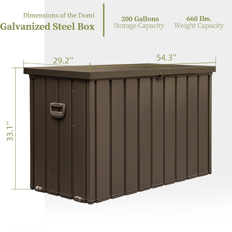 Boîte de rangement extérieure 200 gallons imperméable, Marron foncé