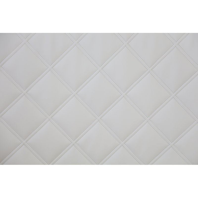 Bark Upholstered Faux Leather Bed, European Double (140 x 200 cm), White, Cold Foam H2