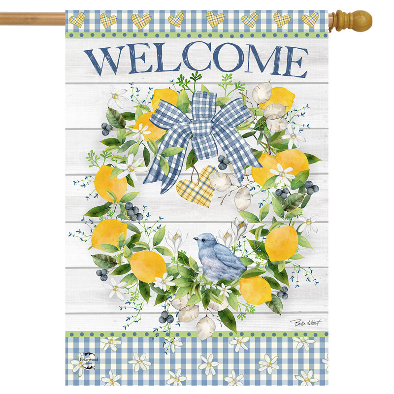 Drapeau de maison Bluebird Lemon Wreath