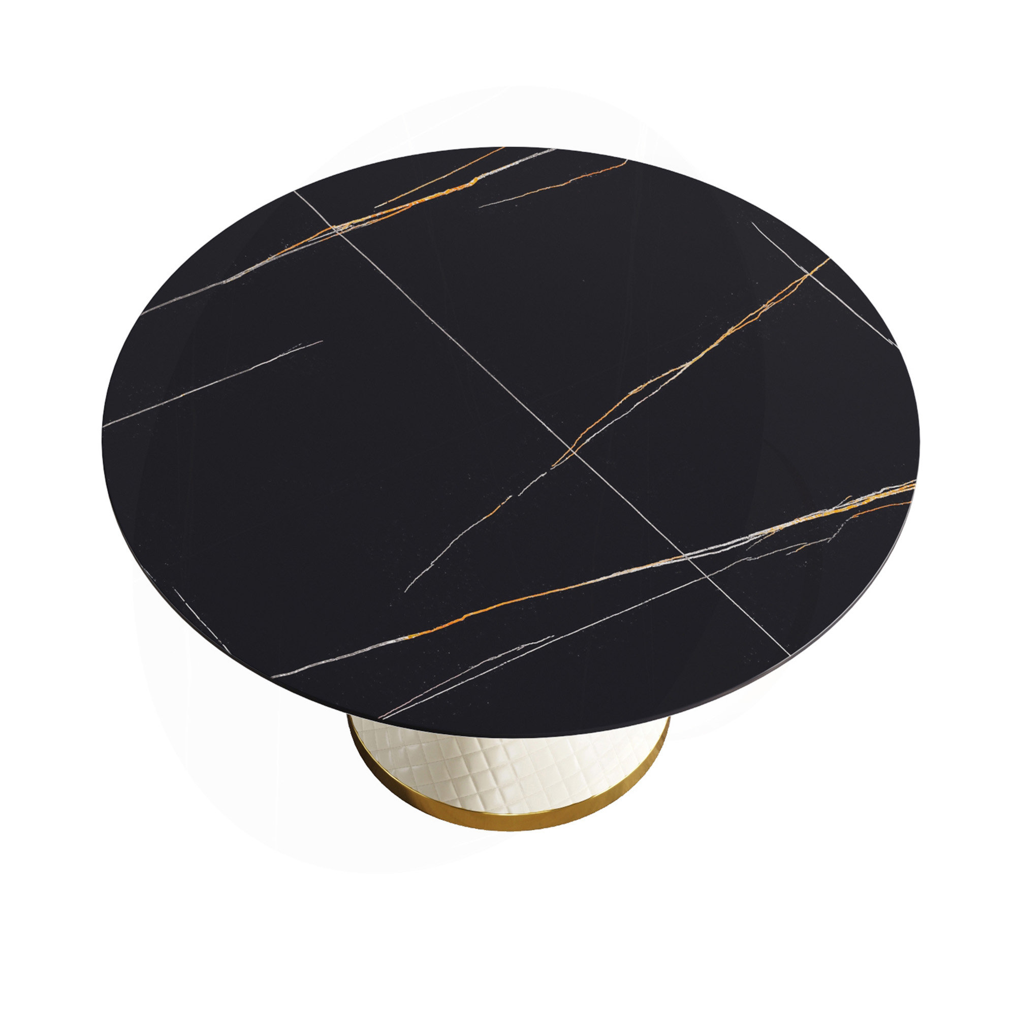 Orren Ellis 53.15"Modern Artificial Stone Round White Carbon Steel Base ...