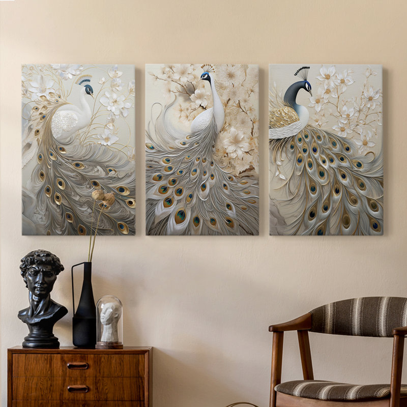 Peakcock  Series  LXXXI  -Premium Gallery Wrapped Canvas Set -Ready to Hang, 36" H x 24" W x 1.1657" D