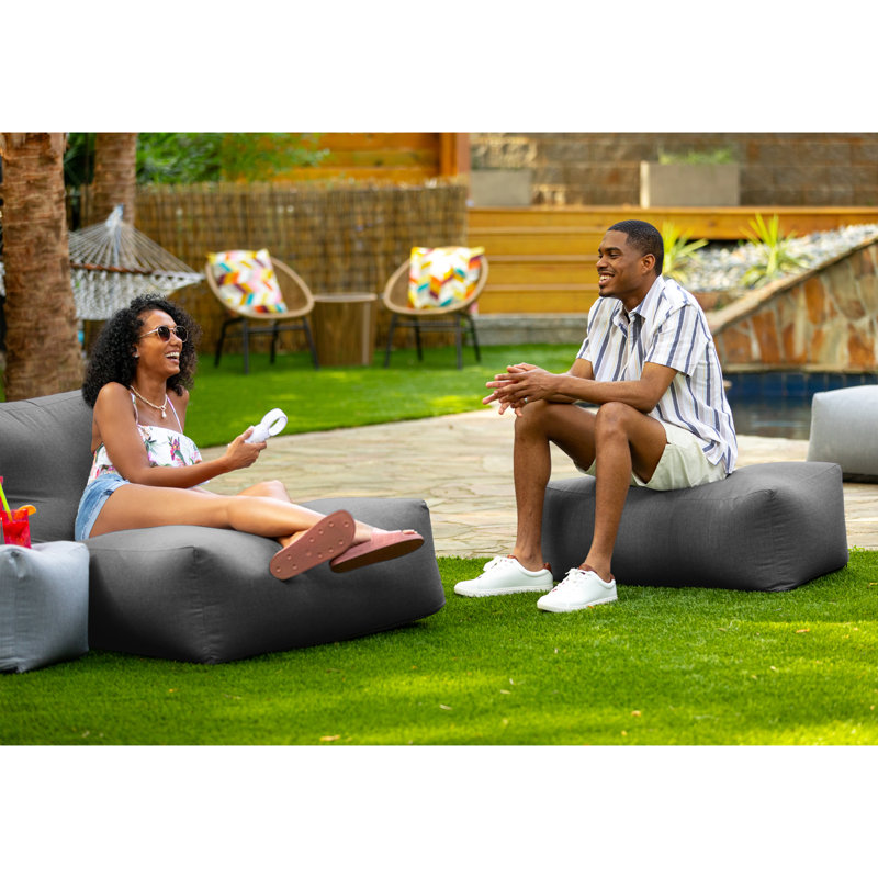 Repose-pieds d'extérieur avec coussin Sunbrella® Charolotte, Gris anthracite