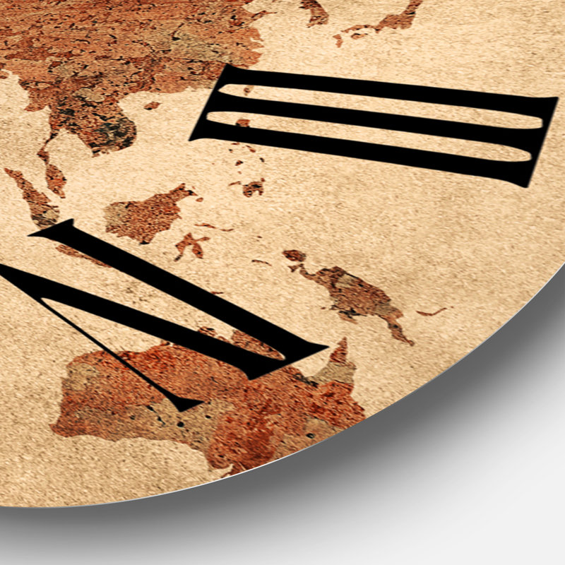 Ancienne carte du monde vii - Horloge murale rétro, Grand