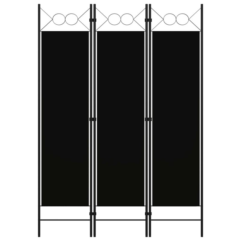 Paravent pliant autoportant pour séparer une pièce, 3, H 70,87 po x l 47,2 po x P 1,6 po, Noir, noir, noir, noir