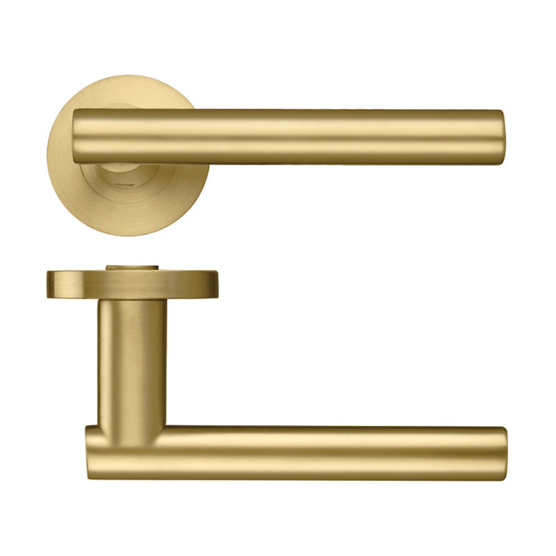 Lucca Latch Door Handle, Favo Satin Brass