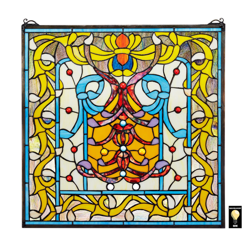 Bedford Manor Multicolor Stained Glass Window Panel