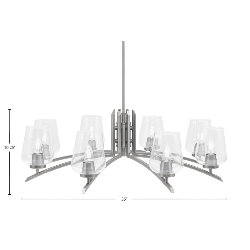 Lustre lumineux avec verre à bulles transparent 5 po, H 58,25 po x l 35 po x P 35 po, Graphite, 8