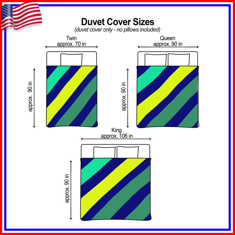 Blue Green Striped Pattern Duvet Covers, King