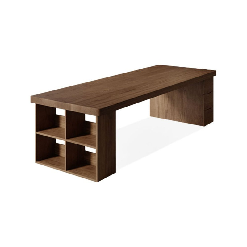 Bureau de direction rectangulaire en bois massif avec tiroirs Walnut, Retour à droite, H 29,53 po x l 70,87 po x P 31,5 po