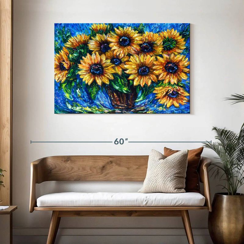 Harnek tournesol amour avec couteau à palette, H 30 po x l 45 po