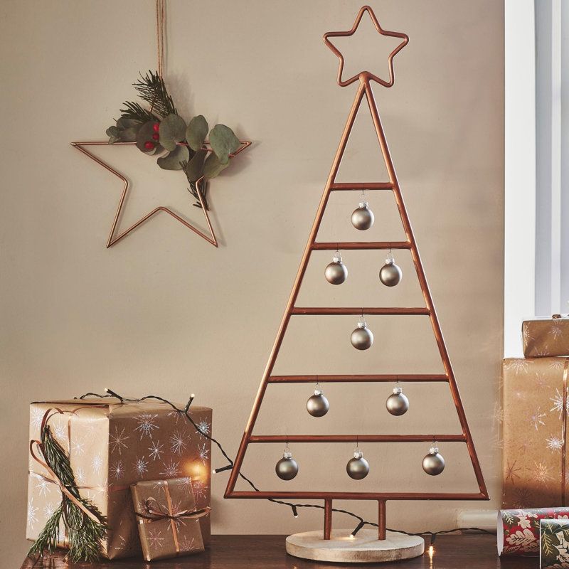 Metal Christmas Tree with Star, Copper