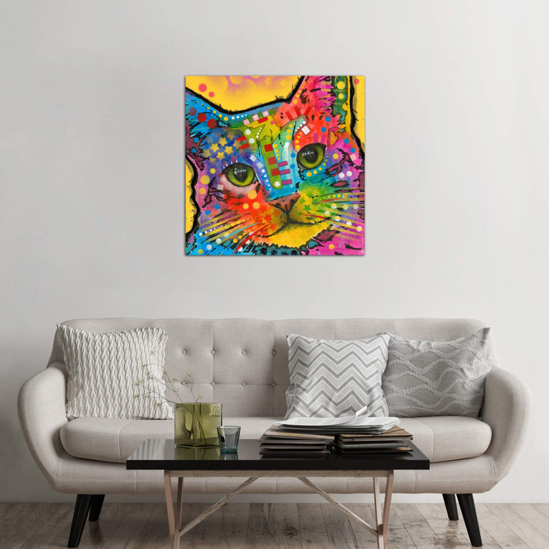 Tilt Cat by Dean Russo - Print on Canvas, 45.72 cm H x 45.72 cm W x 1.91 cm D, No Frame