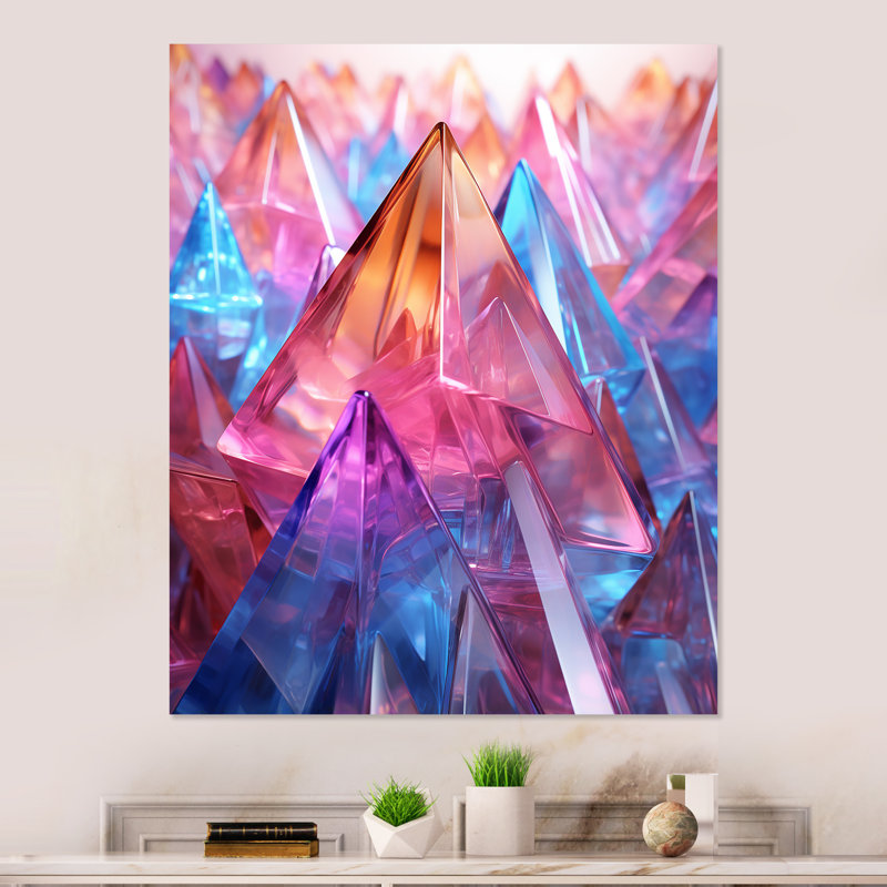 Pendular Prism Abstract Geometric 3 - Art mural géométrique en métal, H 32 po x l 16 po x P 1 po