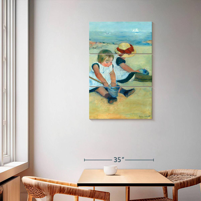 Leisha, enfants jouant sur la plage, 1884, H 57 po x l 36 po