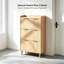 Armoire à chaussures 3 tiroirs avec grille supérieure, panneaux de porte en panneau de fibres à densité moyenne thermoformés, coutures et poignées de porte dorées champagne, pieds en bois massif conique-792004892