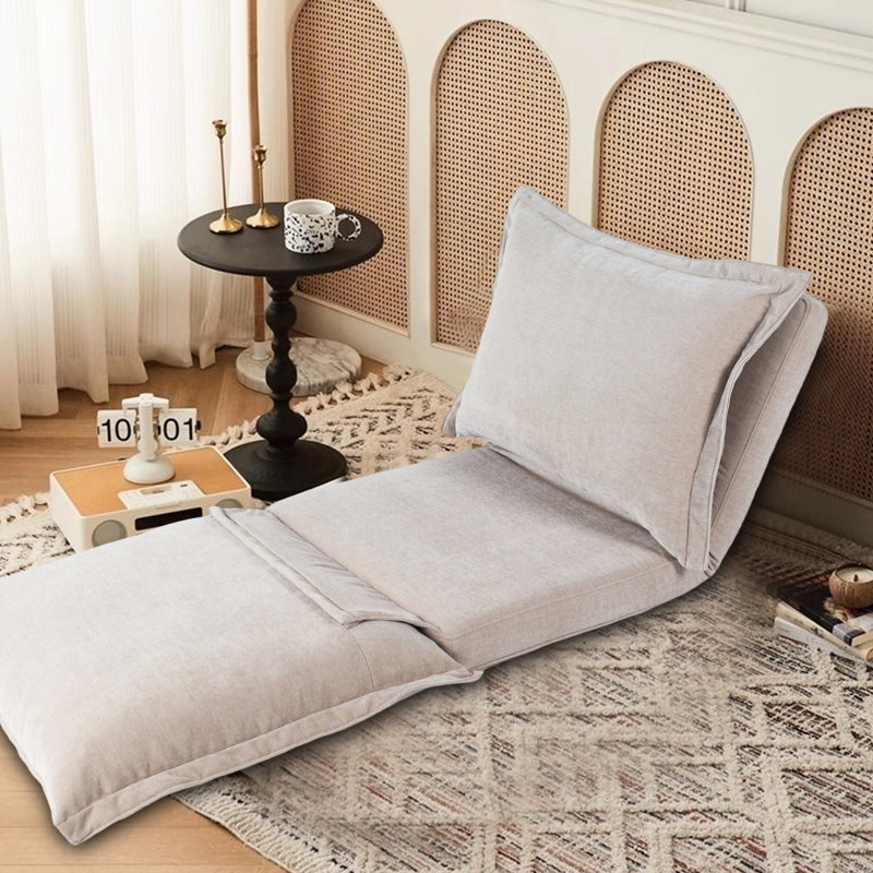 Plancher convertible multi-positions, mousse, fauteuil décontracté, crème antique, structure en métal, confortable dans les petits espaces