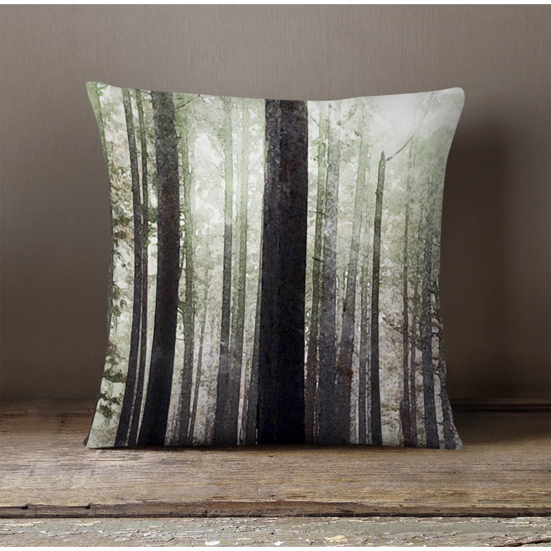 Throw Pillow With Insert, Black/Green Striped/Abstract 2, 18"H x 18"W
