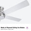  Ventilateur de plafond encastré à profil bas à 5 pales de 52 po avec moteur à courant continu réversible et télécommande-1013670275