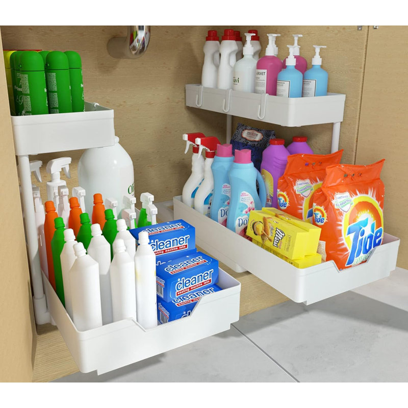White 2-Pack Sliding L-Shape Under Sink Organizer