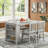 Counter Height Rectangular Dining Table with Side Storage Shelves, 47.24" Wood Kitchen Table