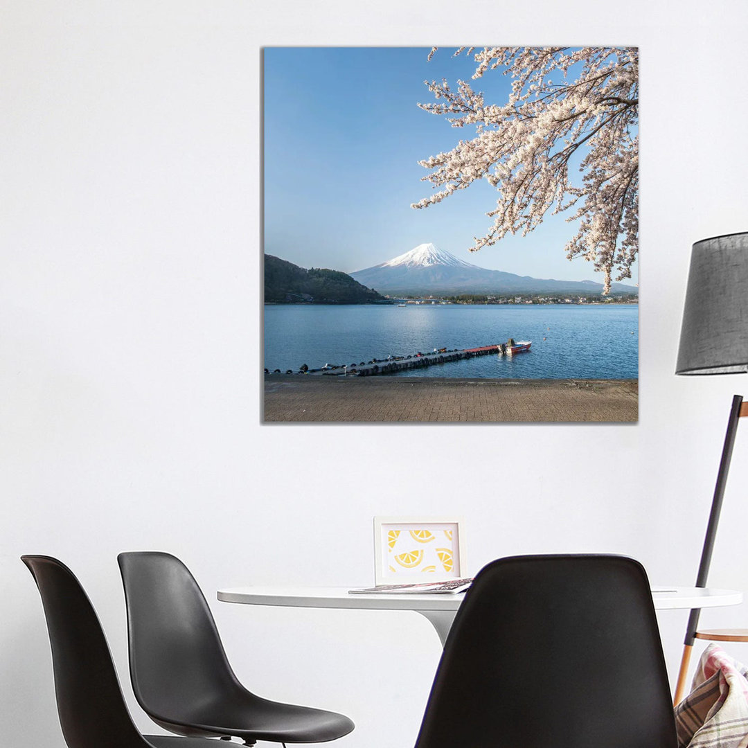 Mount Fuji In Spring, Lake Kawaguchiko, Japan by Jan Becke - Wrapped Canvas Print