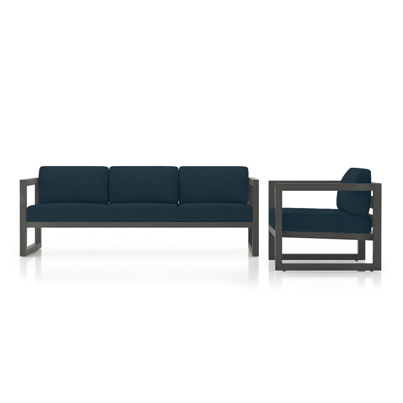 Avion 2 Piece Sofa Set, Spectrum Indigo Sunbrella®, Slate