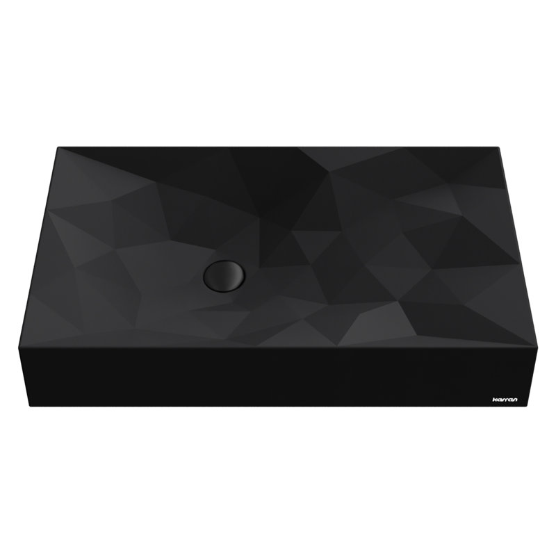 Diamant de 28 po Karran Lavabo vasque rectangulaire en quartz, Noir