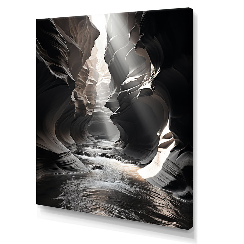 Noir et blanc Canyon Calm - Canyon Wall Art Living Room, Toile tendue, 32" H x 24" W