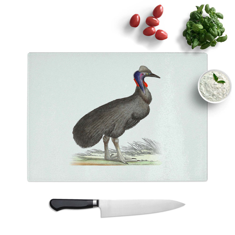 Tempered Glass Cassowary Bird Chopping Board, 39 cm W x 28.5 cm L