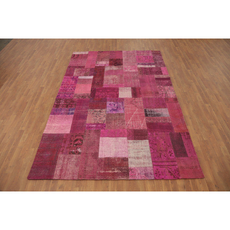 Distressed Wool Patchwork Area Rug 7x10
