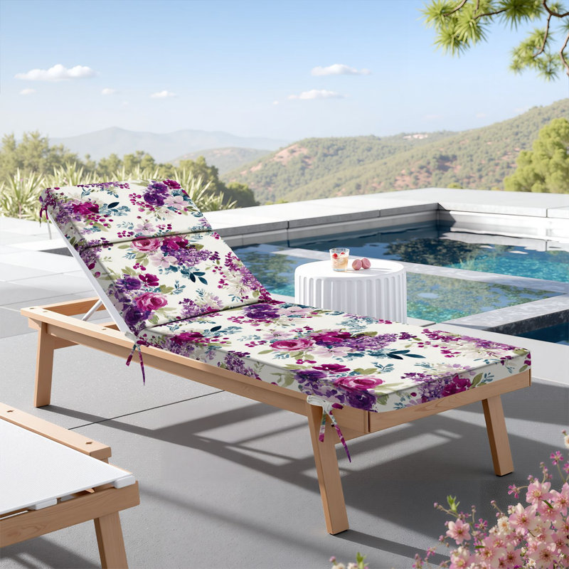  Coussin de patio extérieur d'extérieur 3 po à motif de fleurs mauves à l'aquarelle