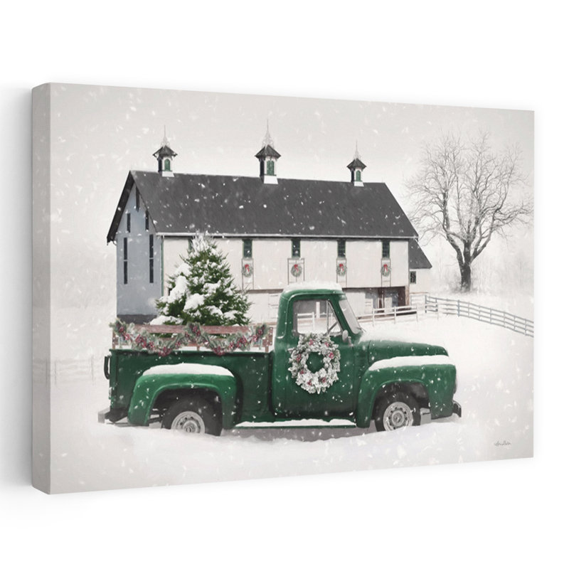 Arbre de Noël contemporain enneigé, art d'hiver, H 24 po x l 36 po