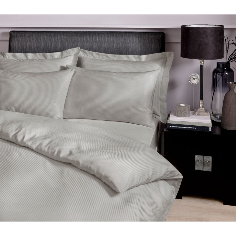 Satin Stripe 300 Thread Count Standard Pillowcase, Grey