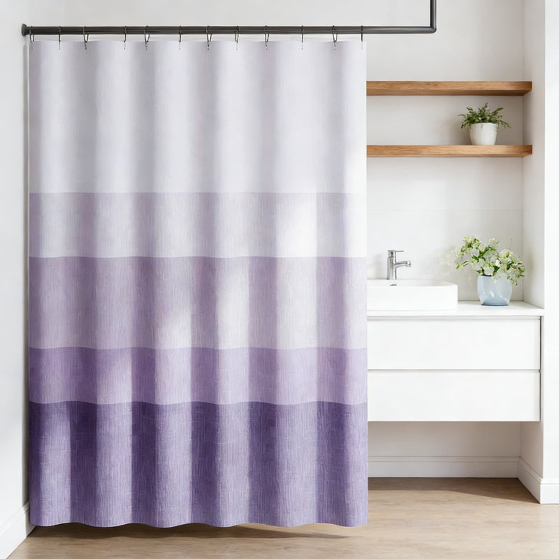 Waterproof Ombre Striped Shower Curtain, Modern Minimalist Gradient Design, Premium Polyester Fabric With Hooks, Fits Standard Bathtubs
