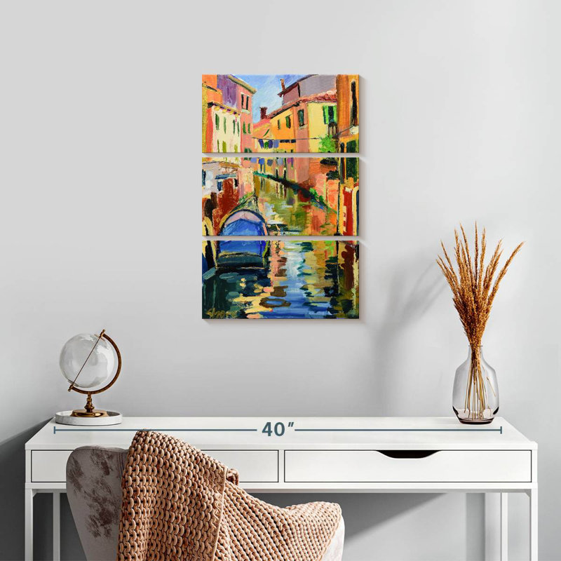 Venetian Canal Scene, 23" H x 14" W