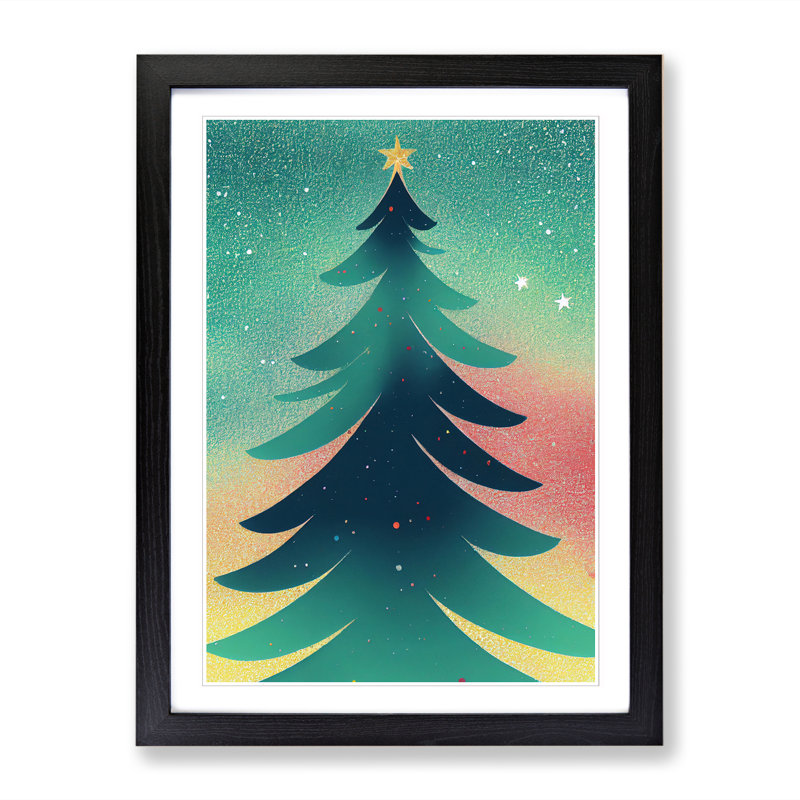 Christmas Tree Splash - Single Picture Frame Print, Black Framed, 34cm H x 25cm W x 2cm D