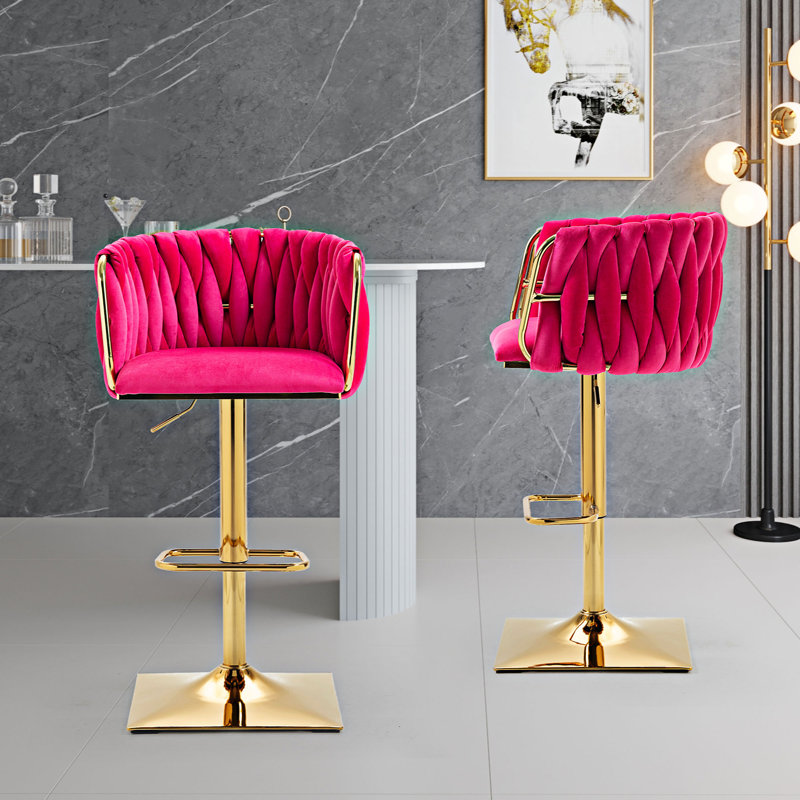 Tabouret de bar à hauteur réglable, Rouge rose