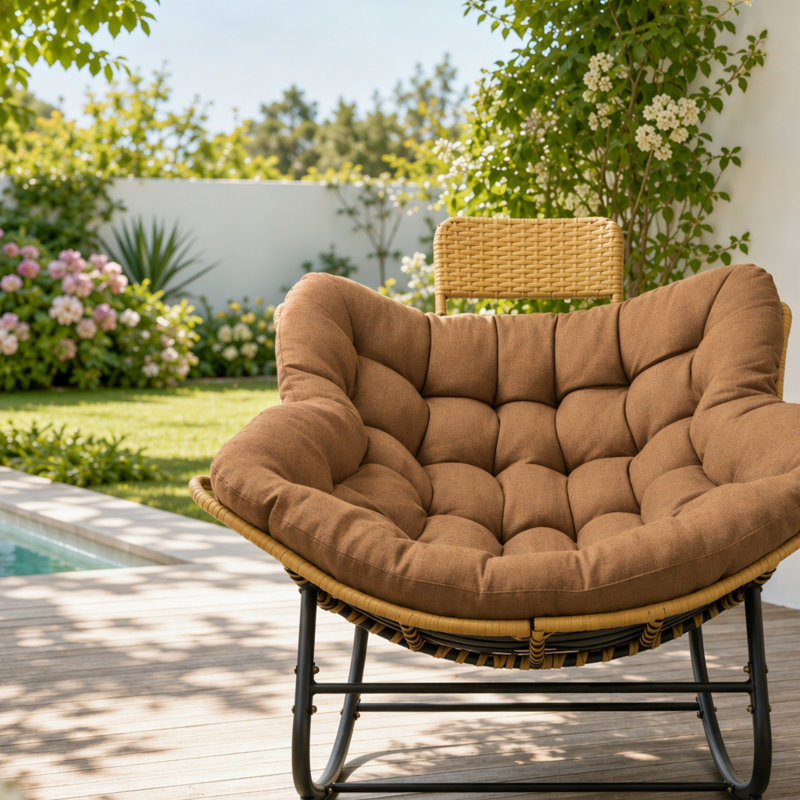 Chaise d'extérieur en osier, Brun