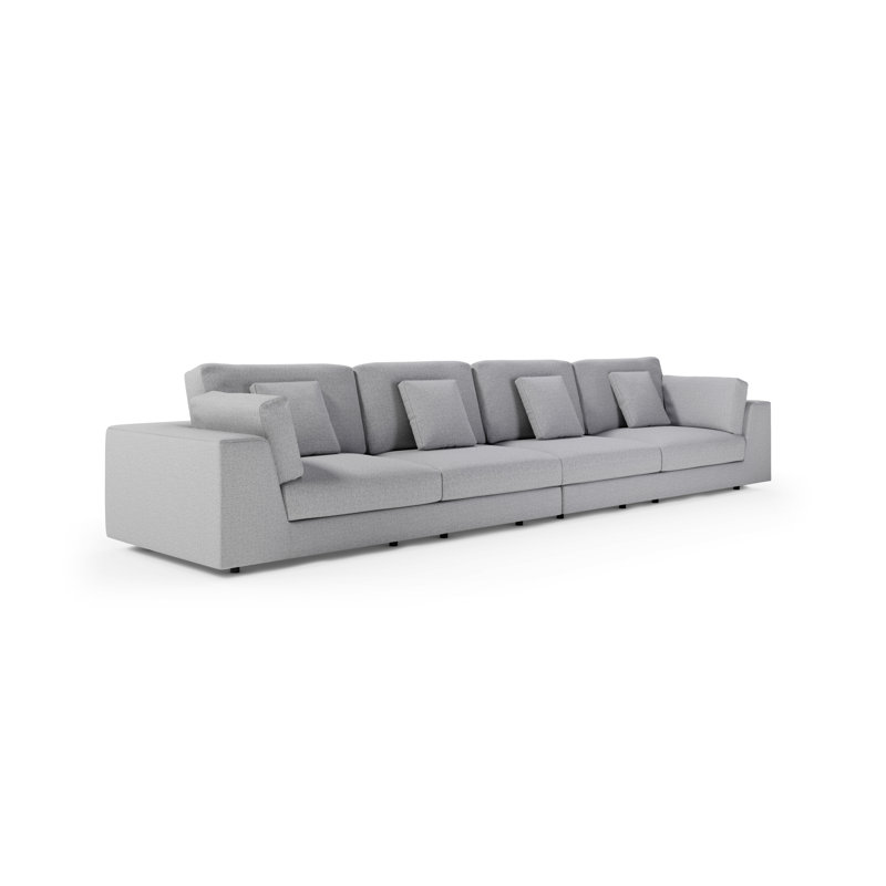 Perry Modular Sofa Set In Fabric, Gris, 34" H x 170" W x 41" D, 4
