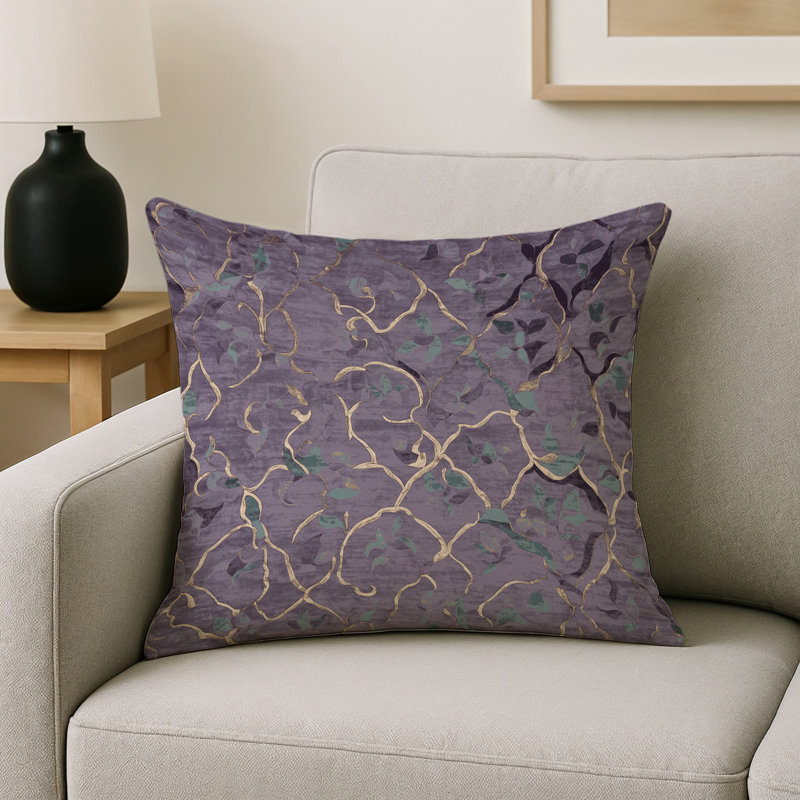 Coussin décoratif intérieur / extérieur bleu Modern Modern, Rose abstrait, Carré 16 po