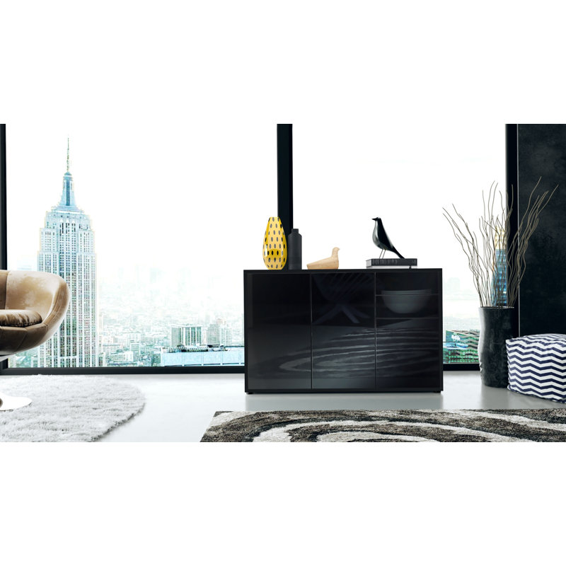 Mcdevitt 117cm Sideboard, Black (Matt)/Black (Glossy)