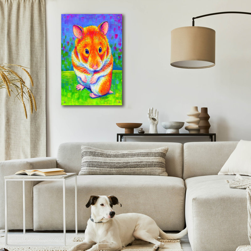 «Rainbow Hamster» par Rebecca Wang, art mural en verre acrylique, H 36 po x l 24 po