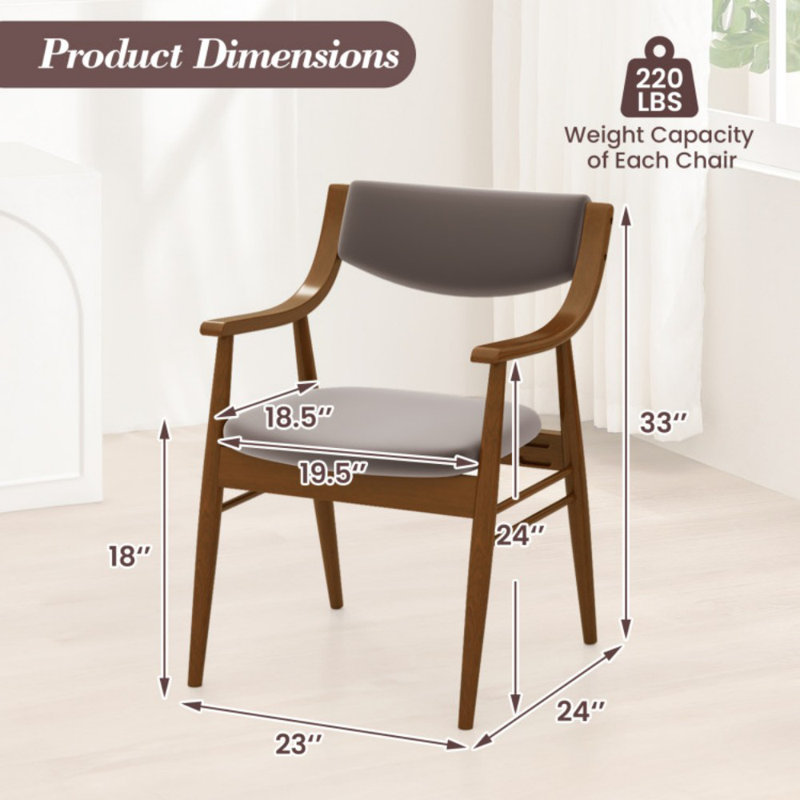 Ensemble de 2 chaises en bois avec siège et dossier rembourrés
