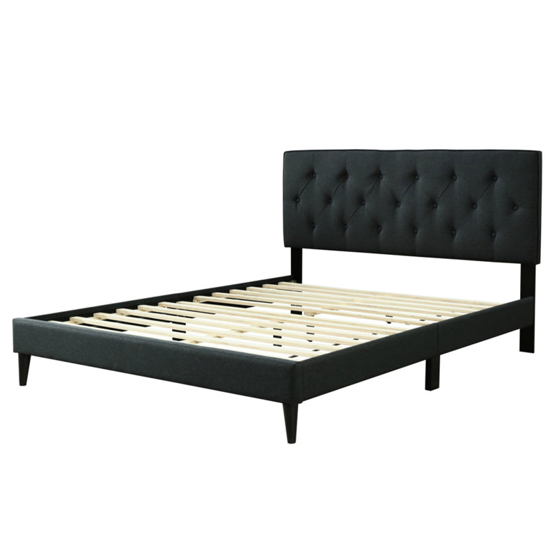 Grand lit noir dans une boîte en tissu noir - Fonction d'ameublement prêt-à-monter