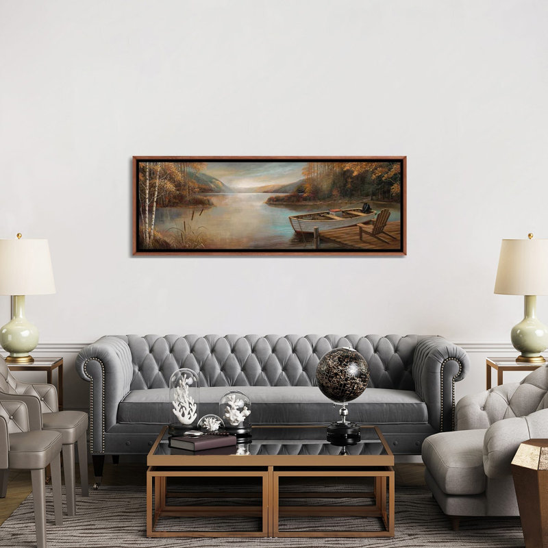 «Peaceful Serenity» par Ruane Manning - reproduction d'art panoramique, Toile avec cadre brun, H 20 po x l 60 po x P 1,5 po