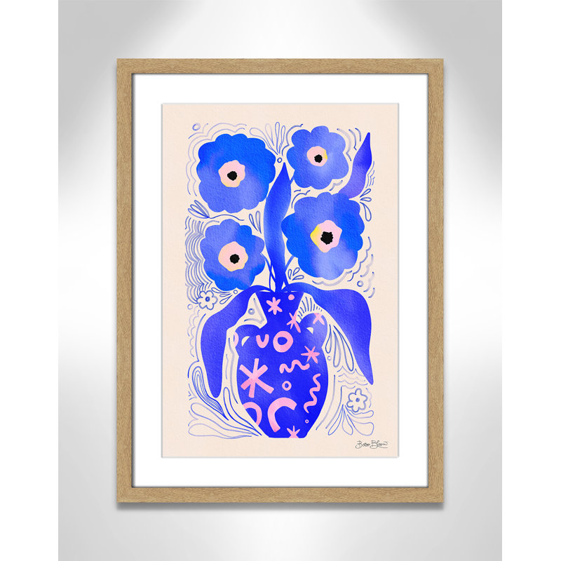 «Blue Flowers Matisse» par Bloom, L 17 po x H 23 po, Imprimé mat, Naturel